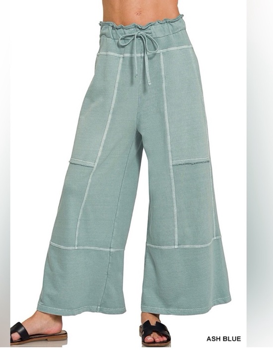 Zenana Outfitters Pants - ZENANA NWT Pants Ash Jade French Terry Exposed Seam Wide Leg
